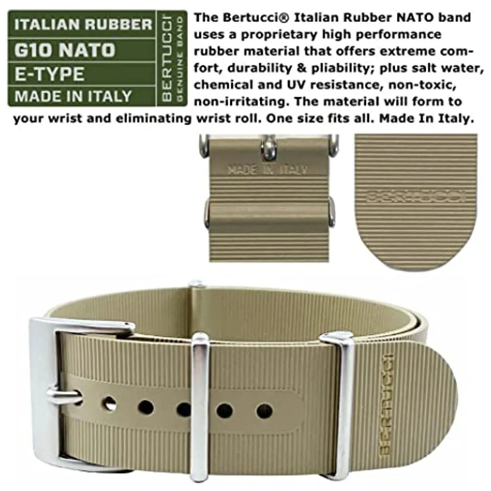 Bertucci A-2TR Field Pro GMT, BLACK DIAL - Khaki Italian Rubber Band - 12132