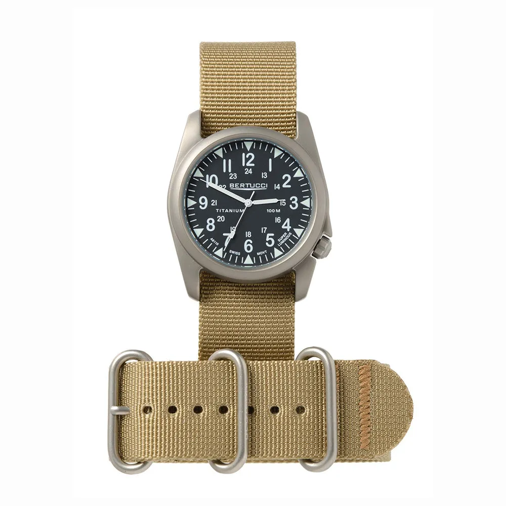 Bertucci Heritage Men's Patrol Khaki Nylon Band Black Dial Analog Watch - H13463