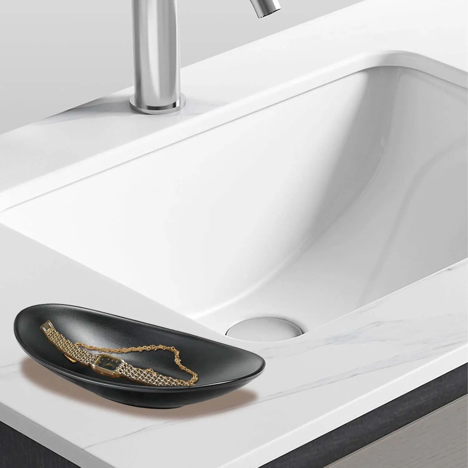 Black Oval Bowl Decorative Dish Organiser Tray