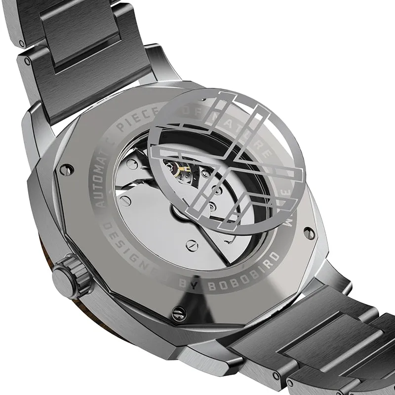 BOBO BIRD 45mm Men Watch Wooden Luxury Skeleton Automatic Mechanical Wristwatch Business Wrist Watch X Series