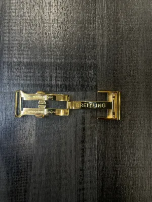 BREITLING 18 YELLOW GOLD PLATED BRAND NEW DEPLOYMENT BUCKLE -$1K APR w/ CoA!