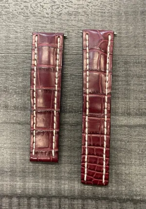 BREITLING Brown Padded Stitched Crocodile Watch Strap -$800 APR w/ CoA!