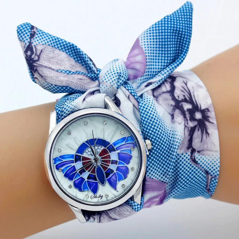 Bright Summer Floral Cloth Pattern Strap Quartz Watches