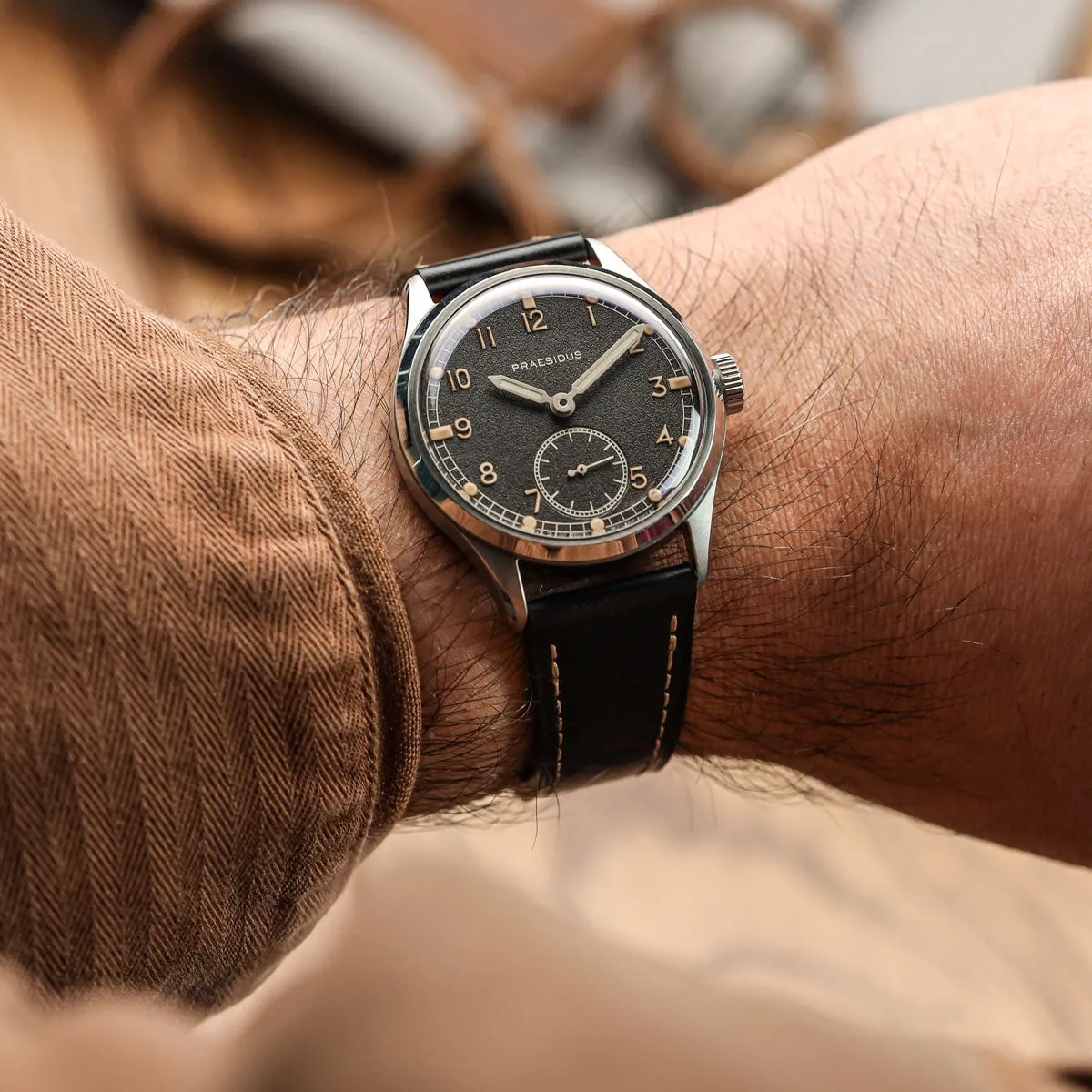 Brixham Special Buckle Classic Leather Watch Strap - Black