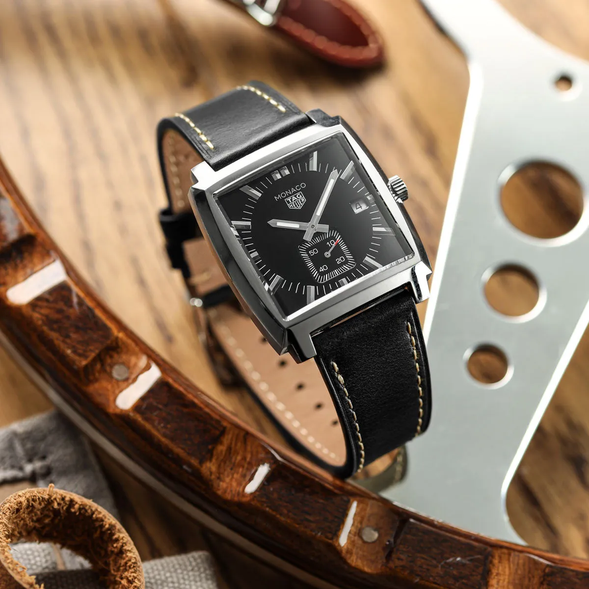 Brixham Special Buckle Classic Leather Watch Strap - Black