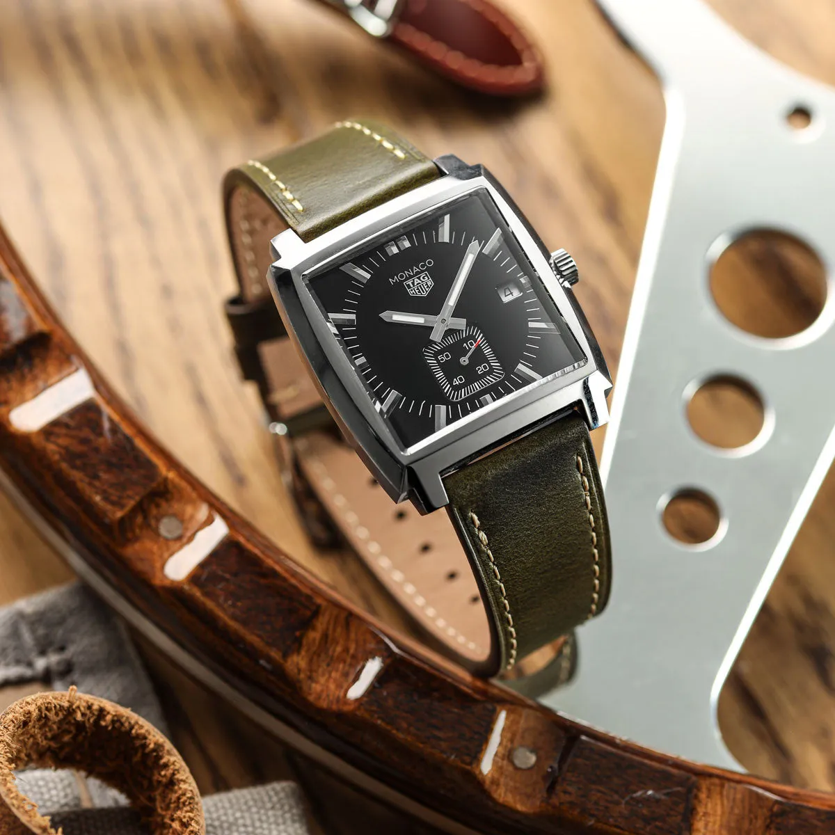 Brixham Special Buckle Classic Leather Watch Strap - Patina Green