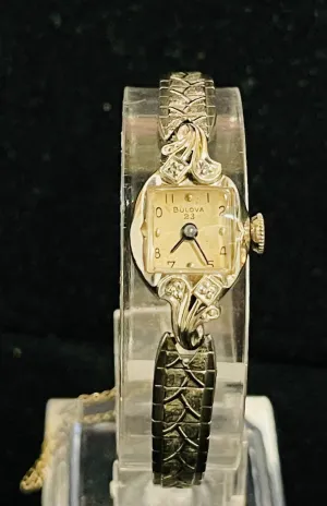 BULOVA 1940'S MECHANICAL LADIES SOLID GOLD & DIAMONDS WATCH - $5K APR w/ COA!