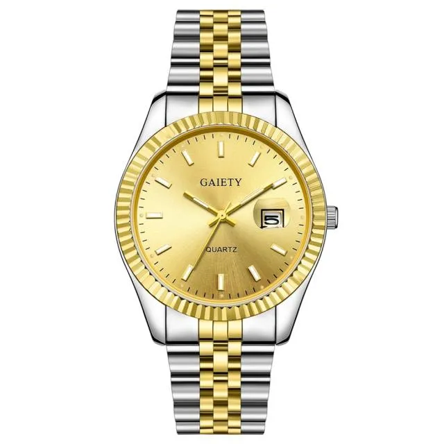 Business Gold Diamond Fashion Calendar Luxury Waterproof Quartz Wristwatch