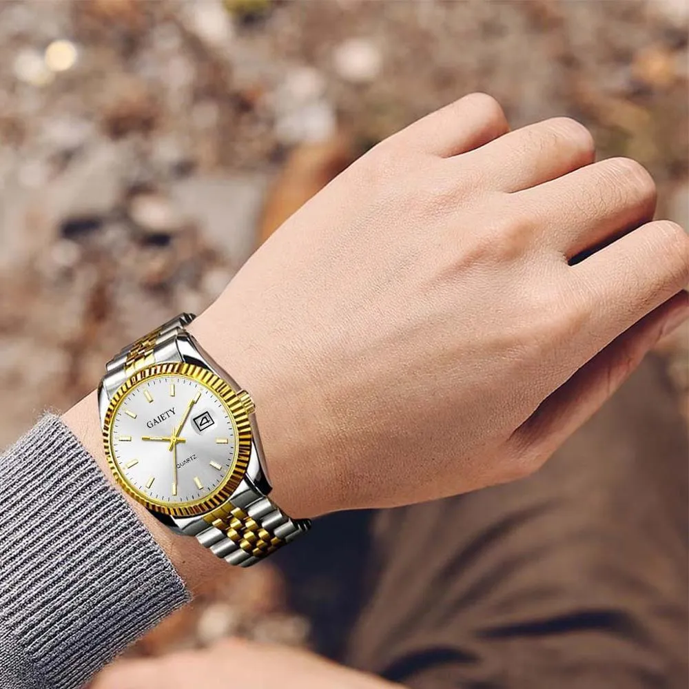 Business Gold Diamond Fashion Calendar Luxury Waterproof Quartz Wristwatch