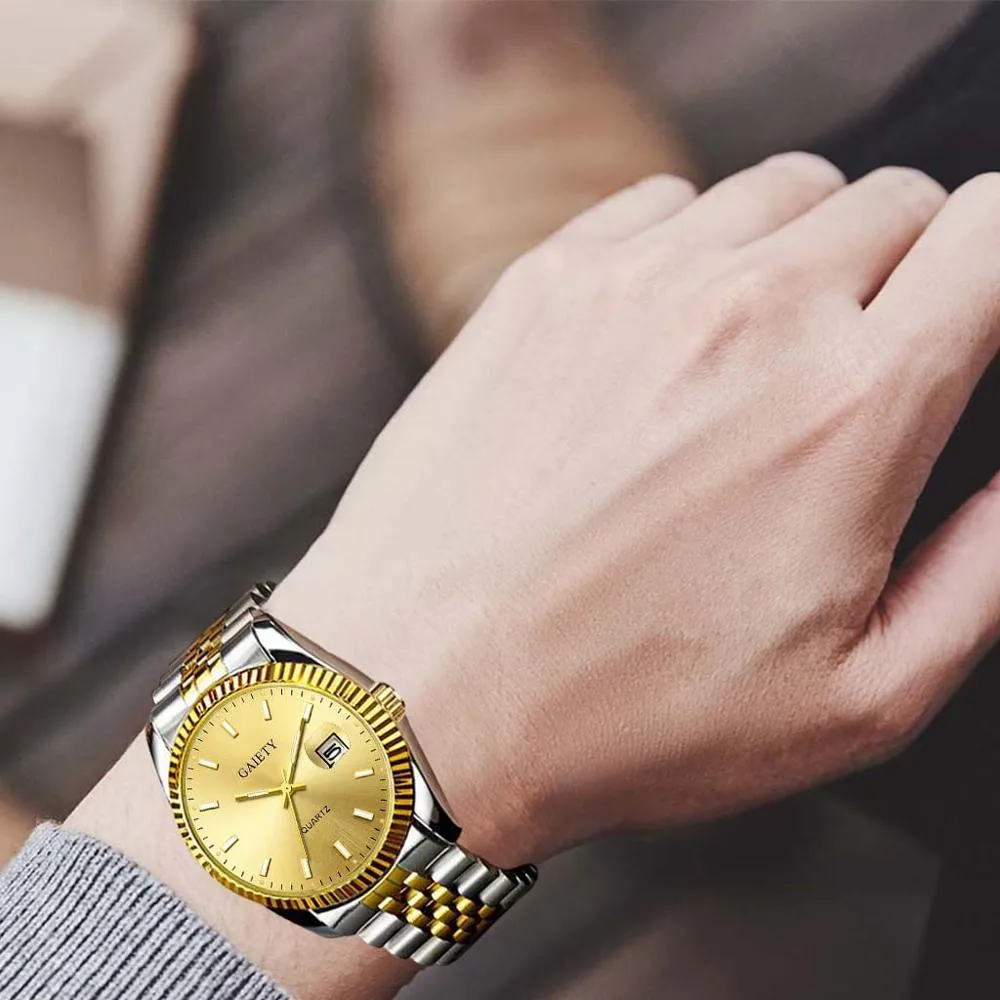 Business Gold Diamond Fashion Calendar Luxury Waterproof Quartz Wristwatch