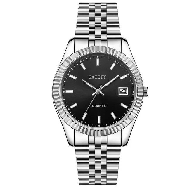 Business Gold Diamond Fashion Calendar Luxury Waterproof Quartz Wristwatch