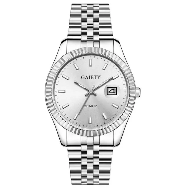 Business Gold Diamond Fashion Calendar Luxury Waterproof Quartz Wristwatch