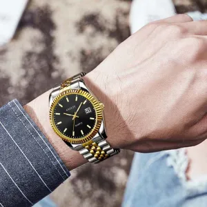 Business Gold Diamond Fashion Calendar Luxury Waterproof Quartz Wristwatch