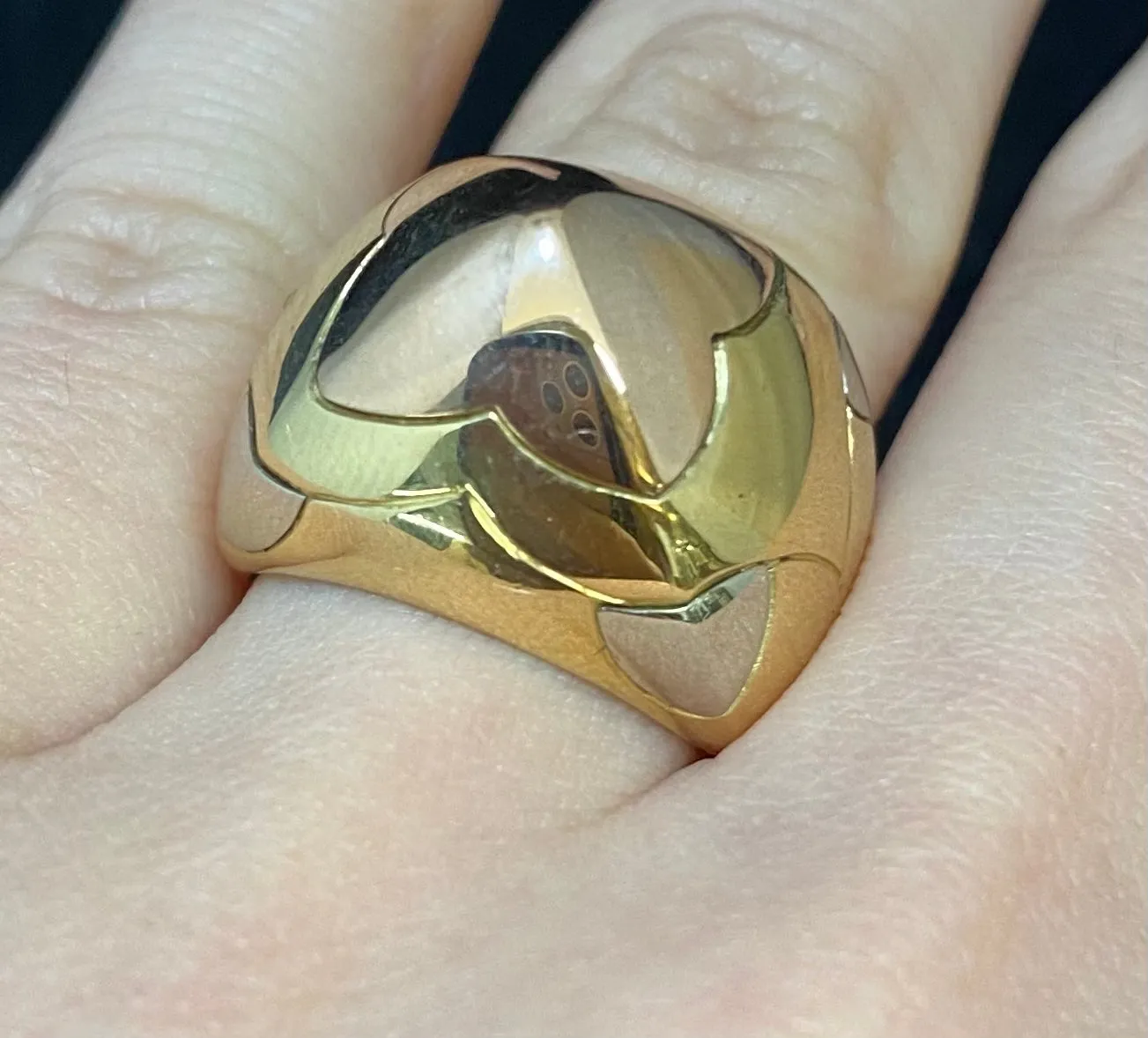 BVLGARI Antique Design Tri- Gold Pyramid Ring - $15K Appraisal Value w/CoA}