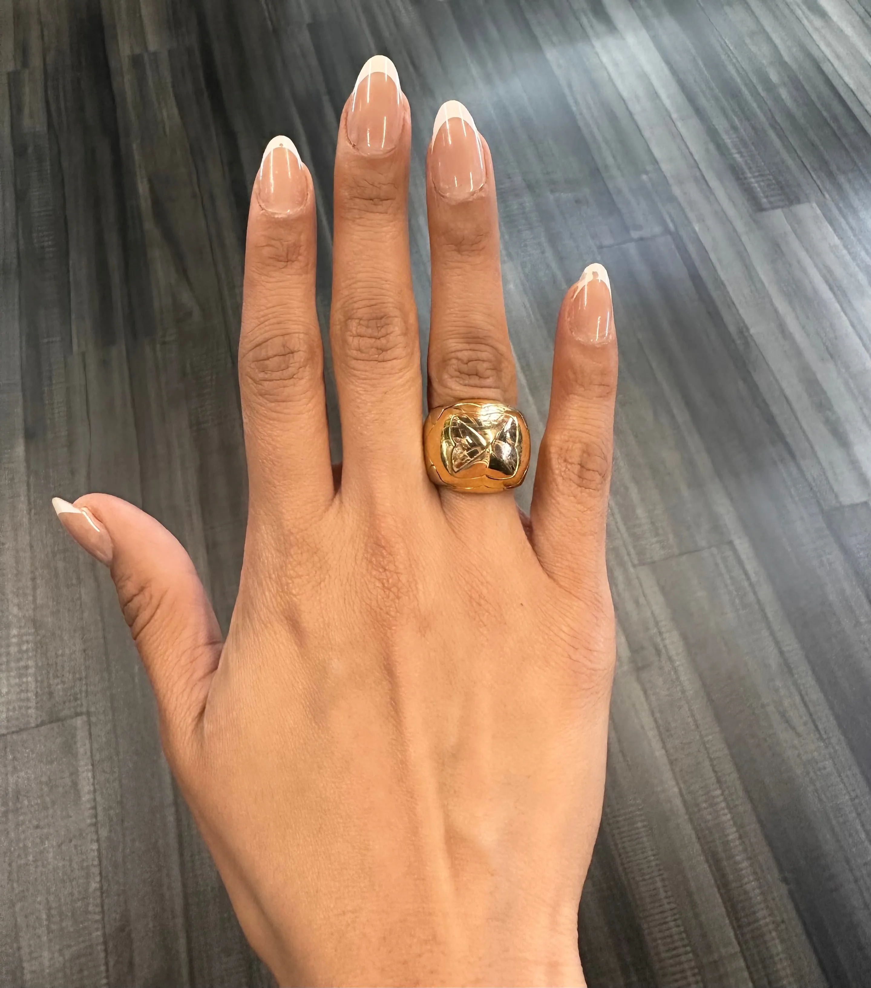 BVLGARI Antique Design Tri- Gold Pyramid Ring - $15K Appraisal Value w/CoA}