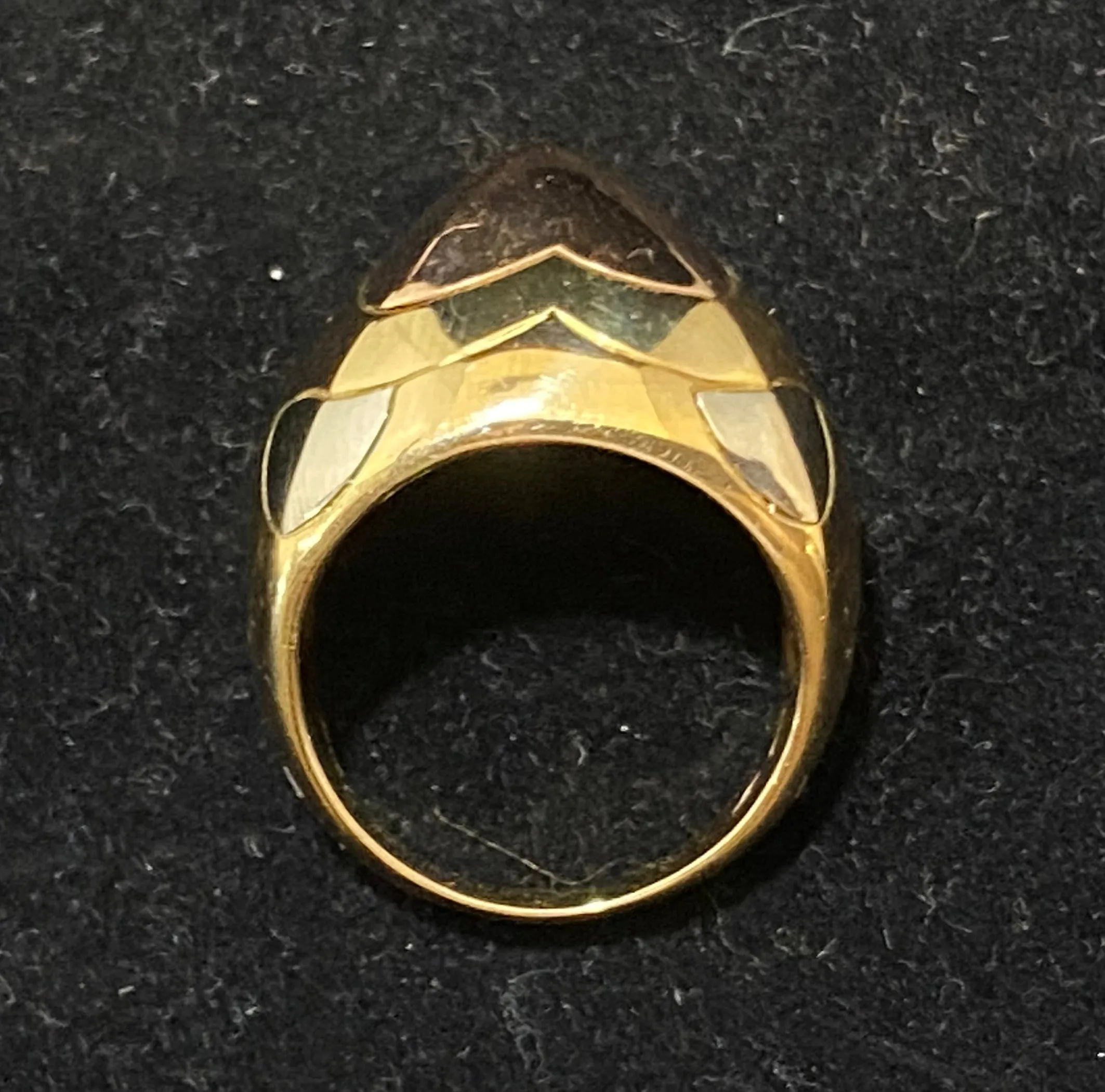 BVLGARI Antique Design Tri- Gold Pyramid Ring - $15K Appraisal Value w/CoA}