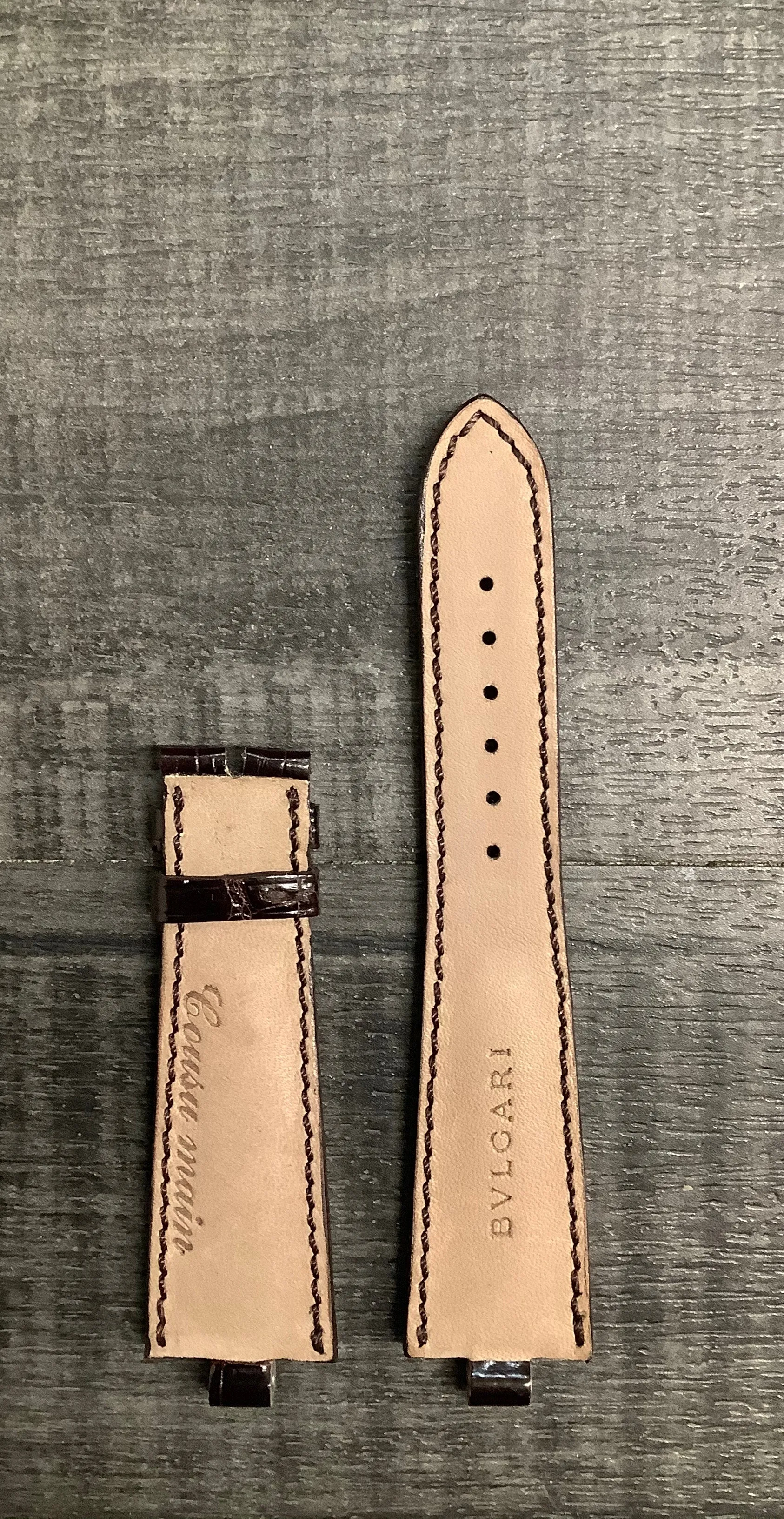 BVLGARI Diagono Brown Padded Crocodile Leather Watch Strap - $800 APR VALUE w/ CoA! ✓
