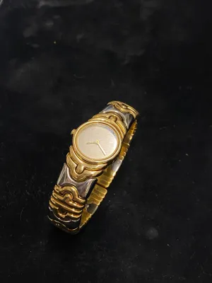 BVLGARI Parentesi Two-Tone 18k Yellow Gold And Stainless Steel Ladies Cuff Wristwatch - $30K Appraisal Value! ✓