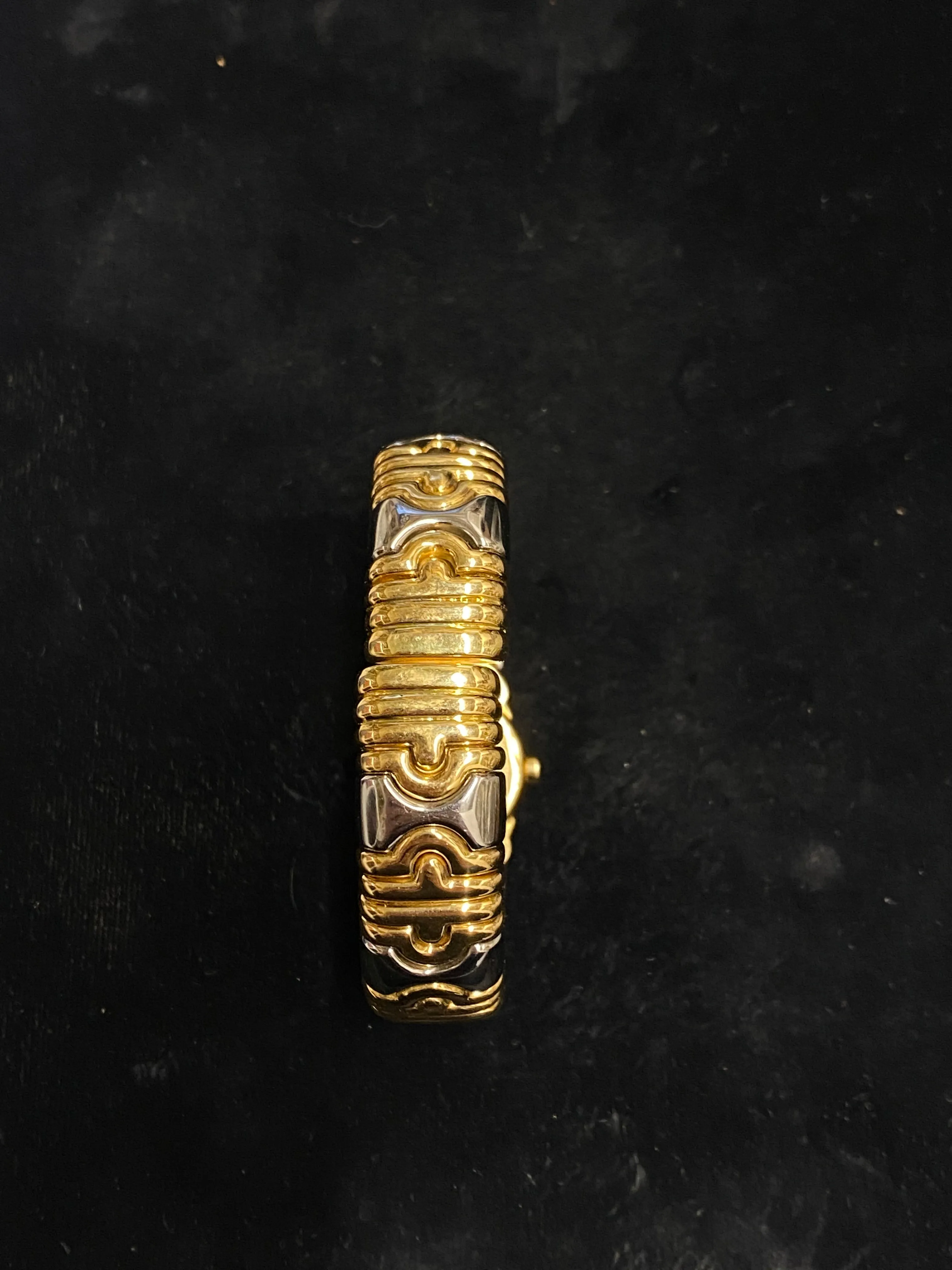 BVLGARI Parentesi Two-Tone 18k Yellow Gold And Stainless Steel Ladies Cuff Wristwatch - $30K Appraisal Value! ✓
