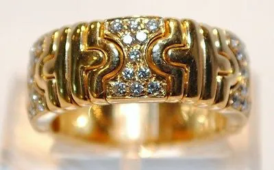 BVLGARI Pave 18K Yellow Gold Ring with 55 Diamonds - $20K VALUE