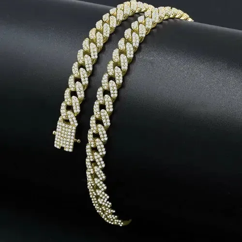CAMEO 8MM Sterling Silver Cuban Chain with Handcrafted Cubic Zirconia Luxury