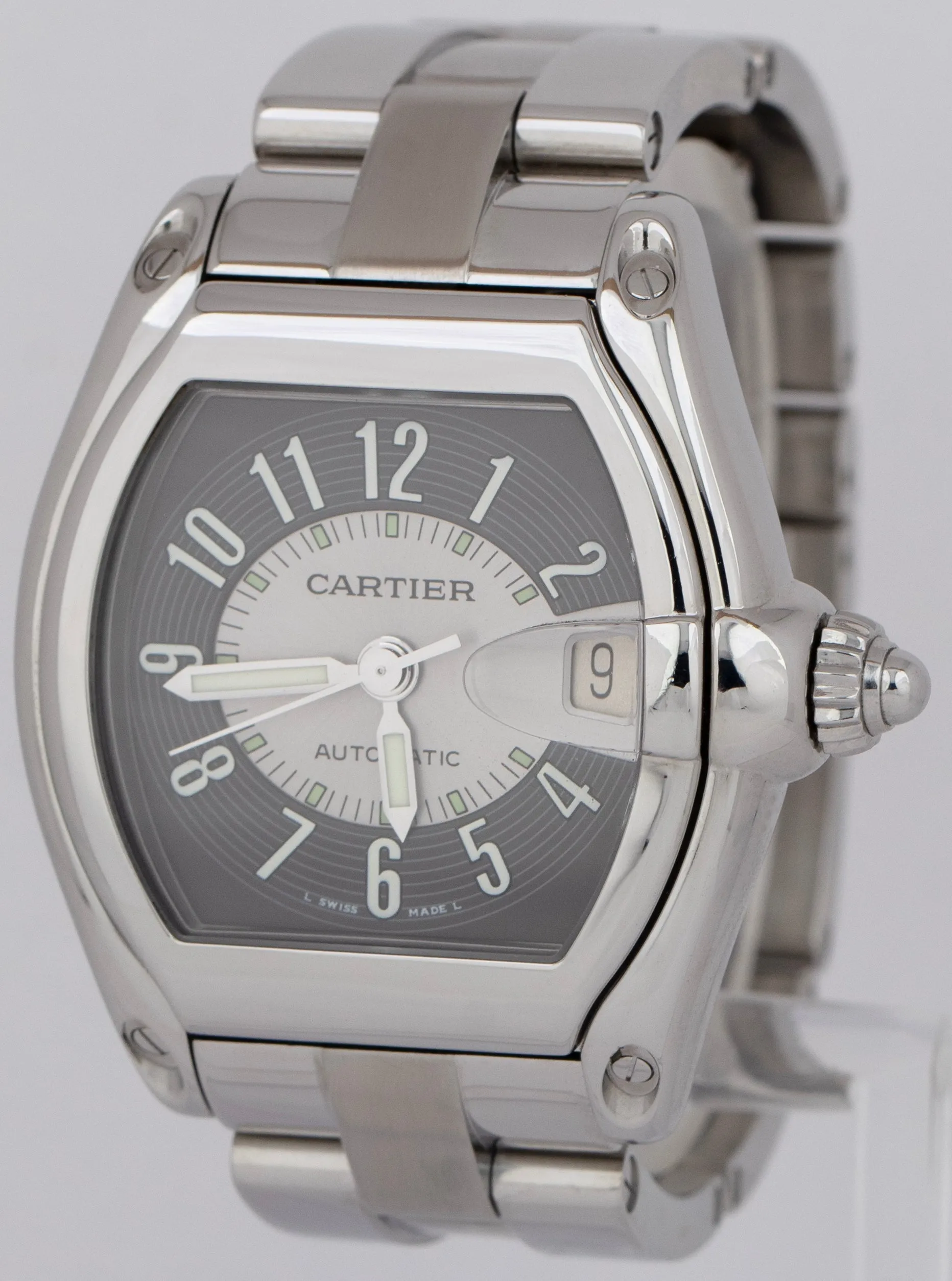 Cartier Roadster Black Grey Arabic Numeral 36mm Stainless Watch 2510 / W62001V3