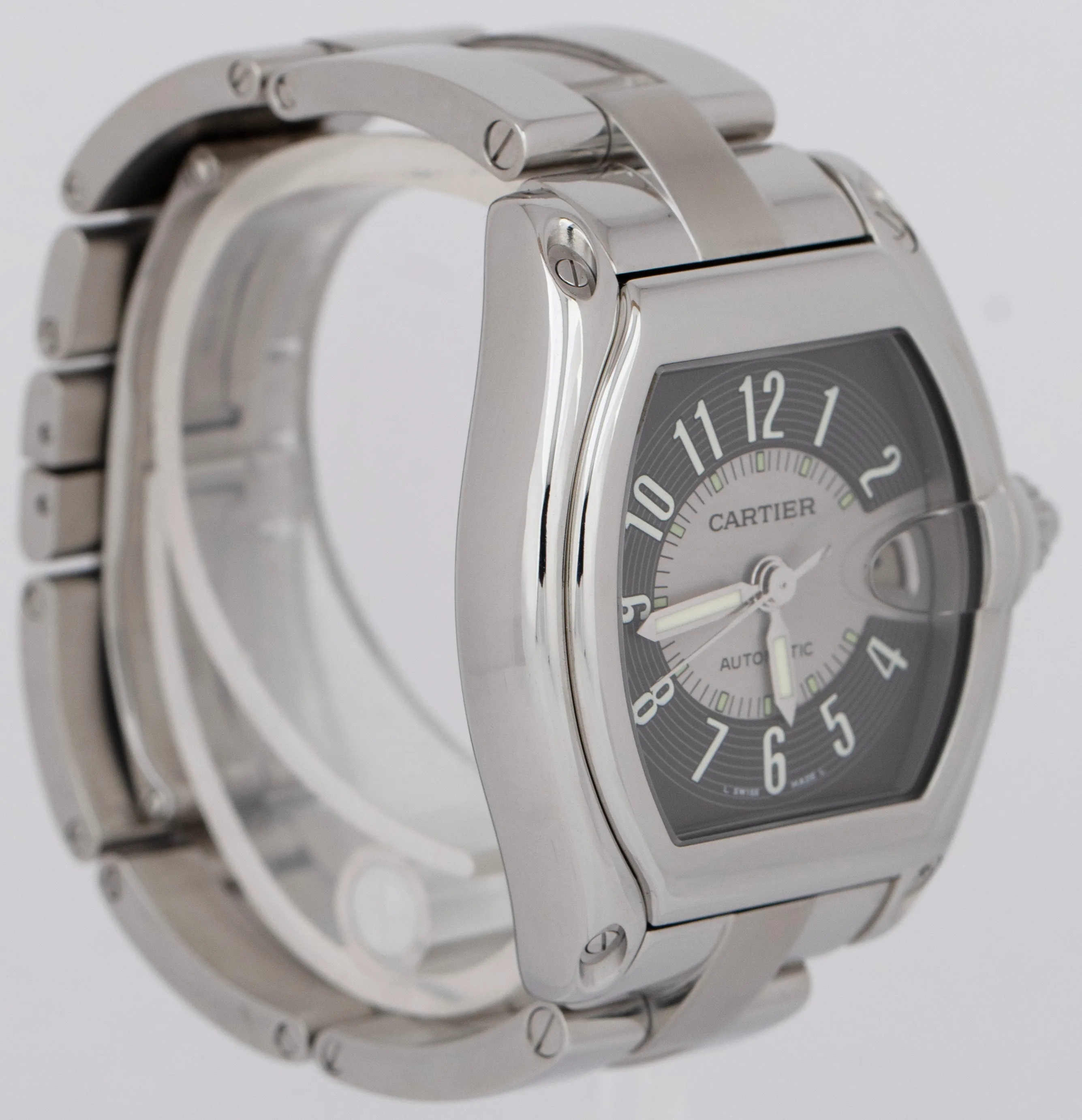 Cartier Roadster Black Grey Arabic Numeral 36mm Stainless Watch 2510 / W62001V3