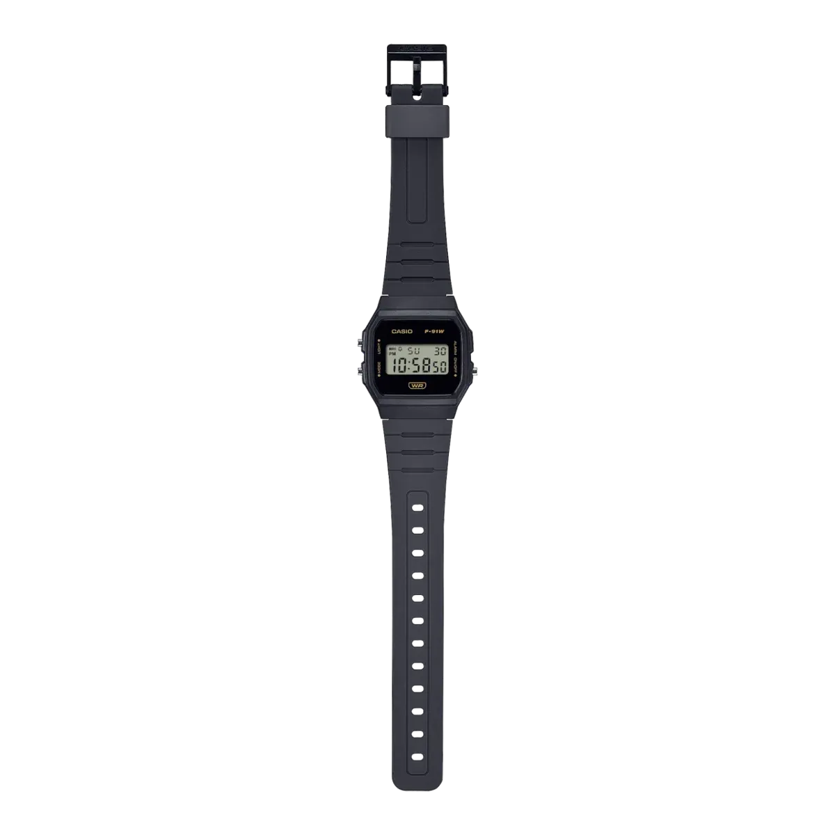 Casio Vintage Black & Gold Digital Watch - F91WB-8A