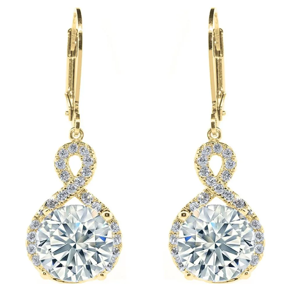 Cate & Chloe Alessandra 18k Yellow Gold Plated Drop Dangle Halo Earrings with Crystals | Women's Gold Jewelry
