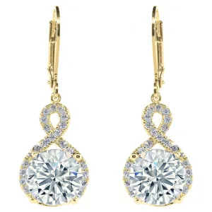 Cate & Chloe Alessandra 18k Yellow Gold Plated Drop Dangle Halo Earrings with Crystals | Women's Gold Jewelry