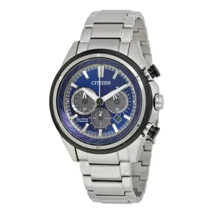 Citizen Eco-Drive Mens Titanium Case and Bracelet Strap Blue Dial Silver Watch - CA4240-82L