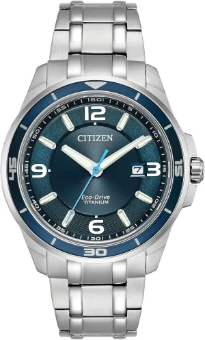 Citizen Men's Eco-Drive Weekender Brycen Watch in Titanium, blue dial (Model: BM6929-56L)