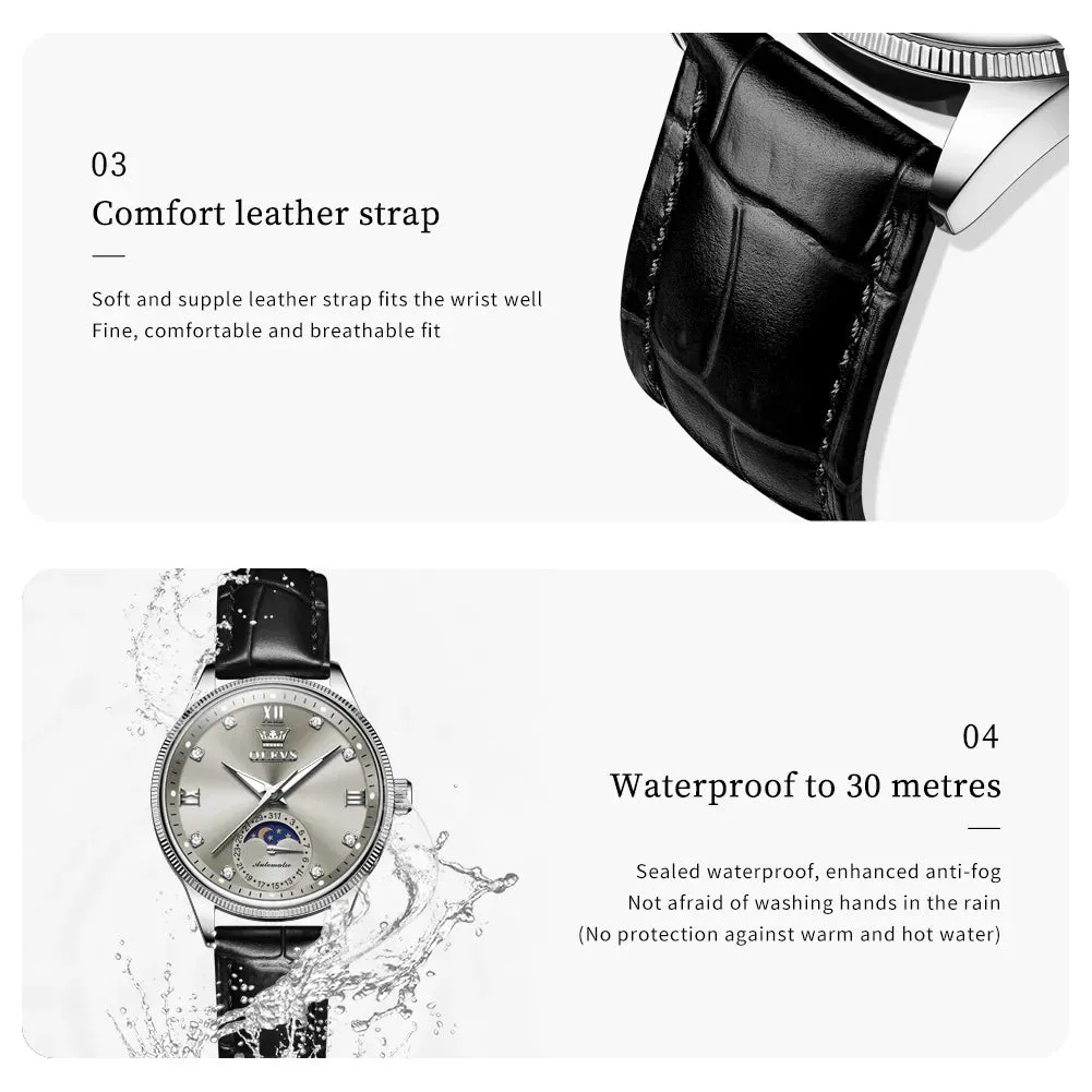 Couple Watches Set - Automatic Moon Phase Waterproof Wristwatches for Him and Her