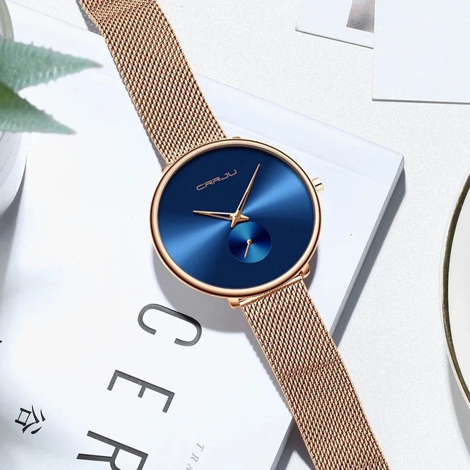 CRRJU Men's Ultra-Thin Minimalist Waterproof Watch
