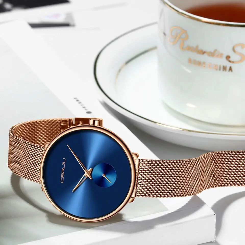 CRRJU Men's Ultra-Thin Minimalist Waterproof Watch