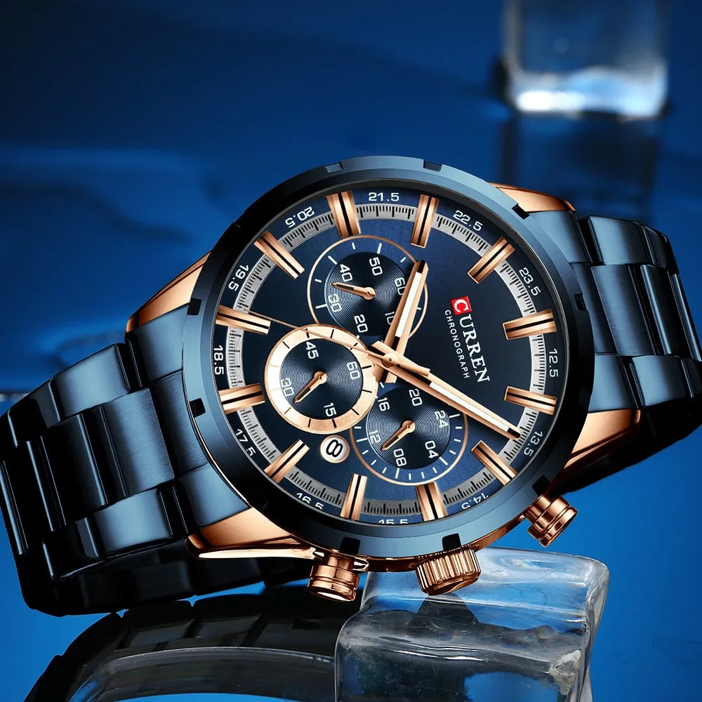 CURREN New Fashion Watches with Top Brand Luxury Sports Chronograph Quartz Watch Men Relogio Masculino