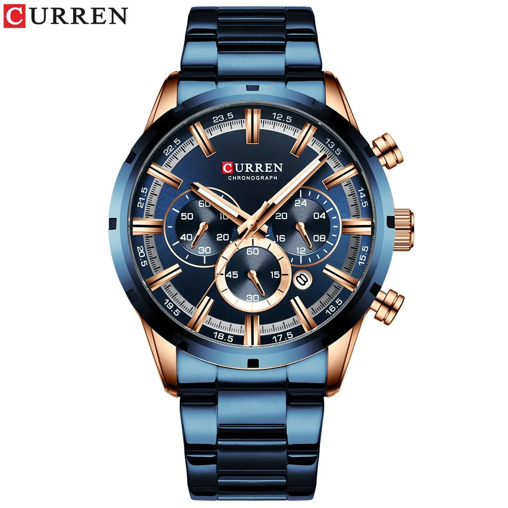 CURREN New Fashion Watches with Top Brand Luxury Sports Chronograph Quartz Watch Men Relogio Masculino