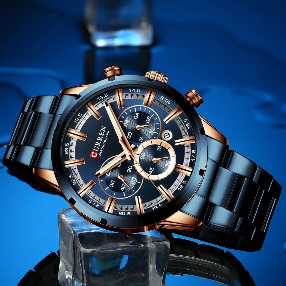 CURREN New Fashion Watches with Top Brand Luxury Sports Chronograph Quartz Watch Men Relogio Masculino