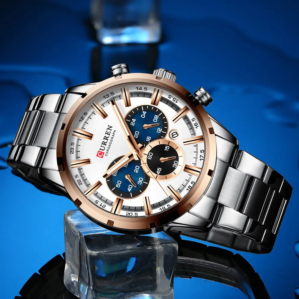 CURREN New Fashion Watches with Top Brand Luxury Sports Chronograph Quartz Watch Men Relogio Masculino