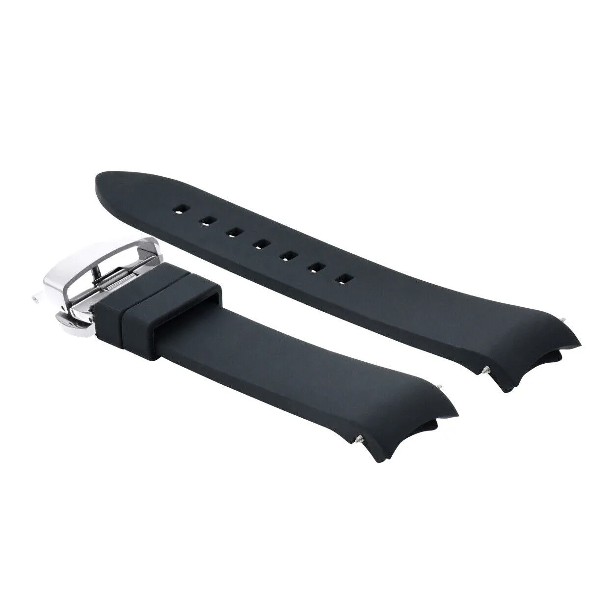 CURVED END SILICONE RUBBER STRAP FOR TAG HEUER CARRERA MONACO - 19MM