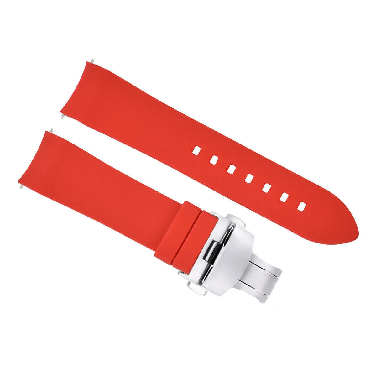 CURVED END SILICONE RUBBER STRAP FOR TAG HEUER CARRERA MONACO - 19MM