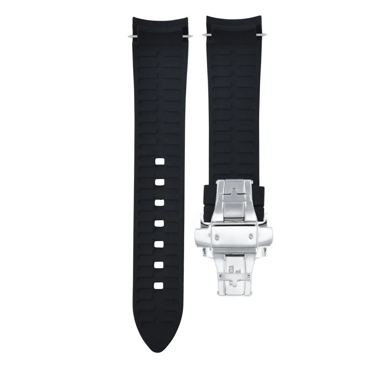 CURVED END SILICONE RUBBER STRAP FOR TAG HEUER CARRERA MONACO - 19MM