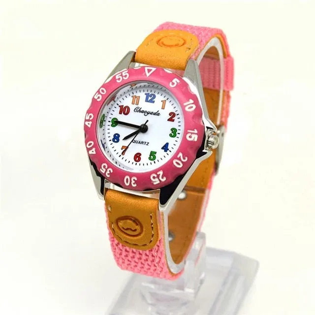 Cute Boys Girls Quartz Watch Kids Children's Fabric Strap Student Time Clock Wristwatch Gifts LXH