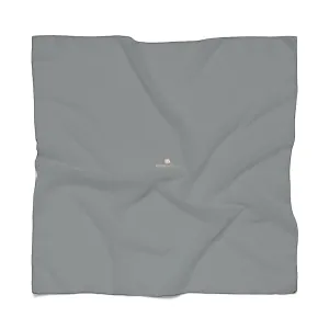 Dark Grey Poly Scarf, Solid Color Lightweight Luxury Fashion Accessories- Made in USA