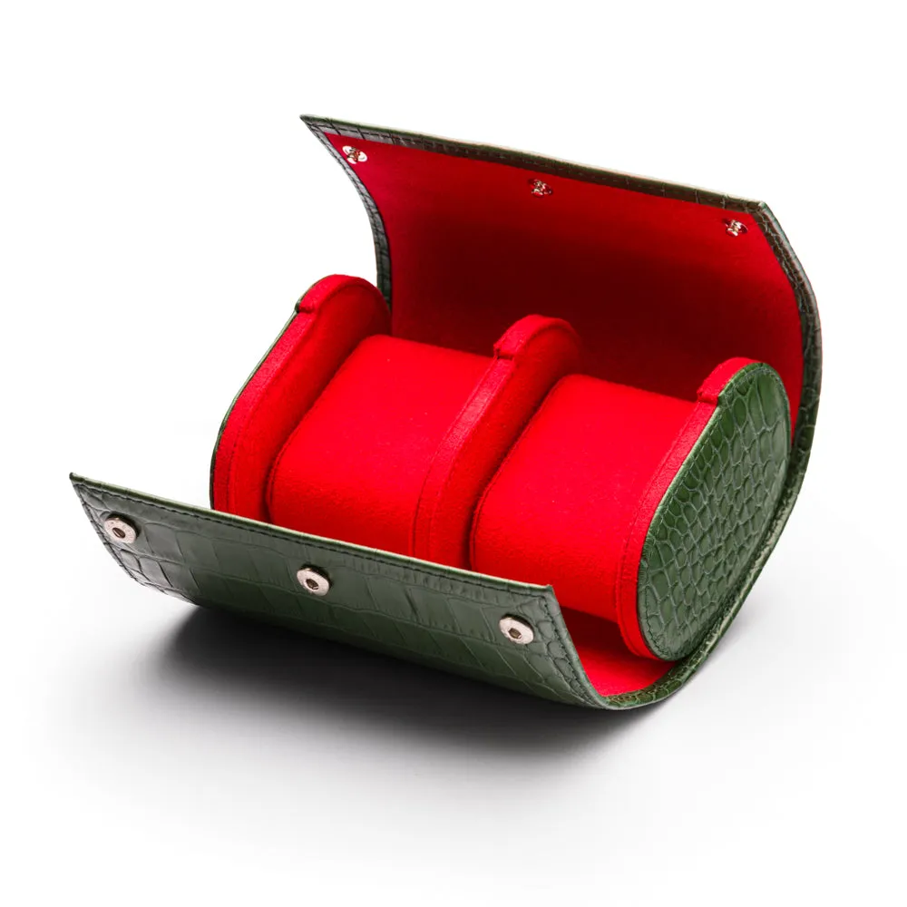 Double Watch Roll - Green Croc