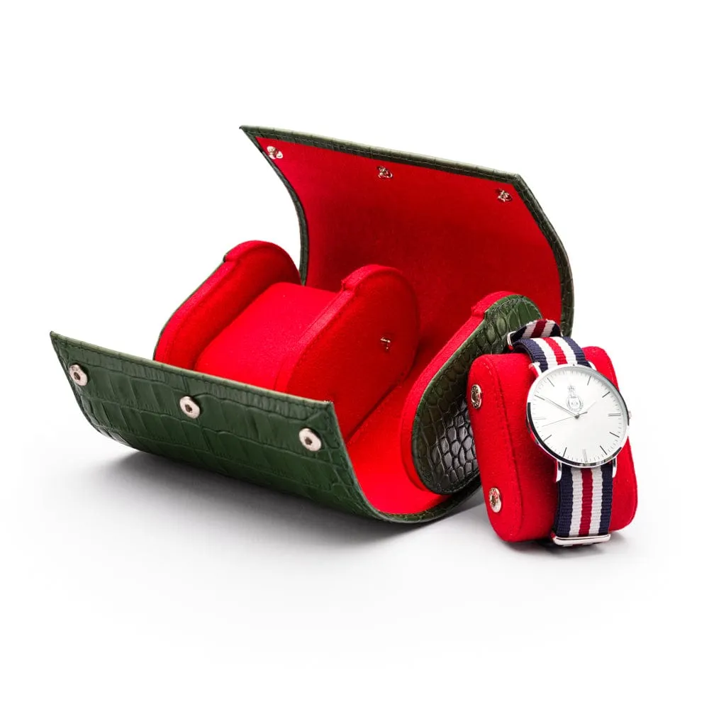 Double Watch Roll - Green Croc