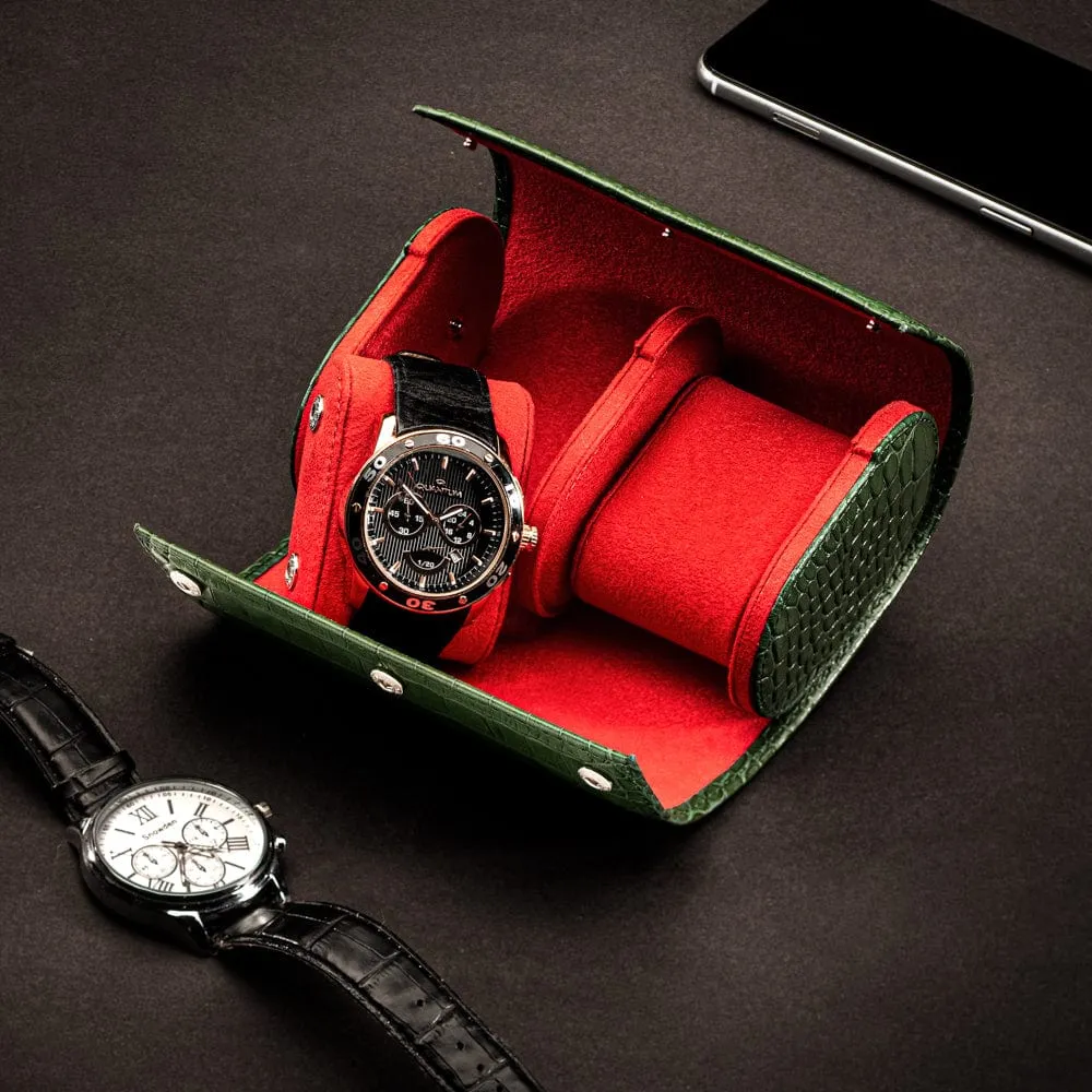 Double Watch Roll - Green Croc