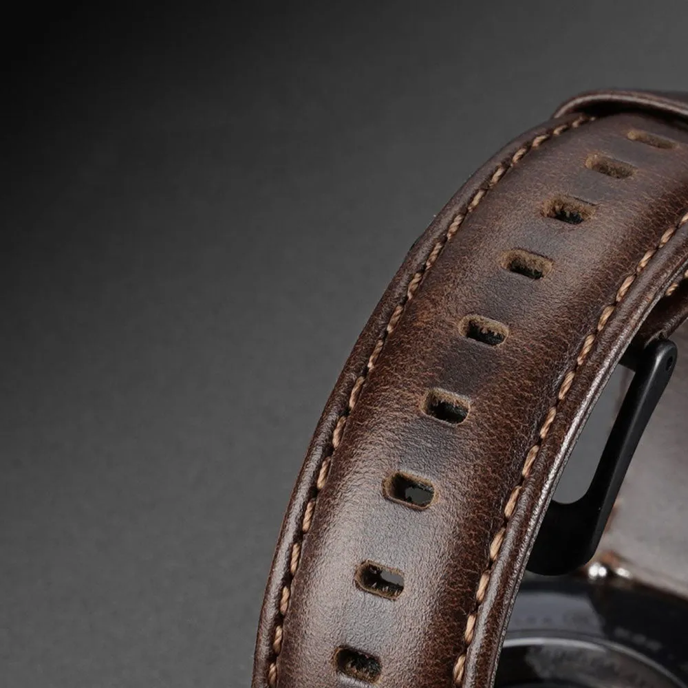 Dux Ducis - Genuine leather watch strap with pin buckle 20mm (joint circumference: 170-220mm) - Dark brown
