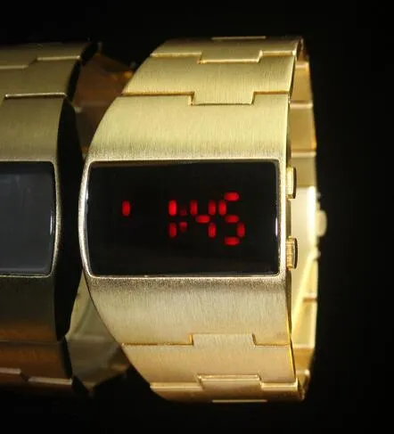Fashion Iron man Luxury Gold Blue  LED Wrist Watches