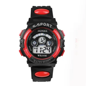 Fashion Rubber Band Night Light Wristwatch Waterproof Quartz Watch for Children Men(Size: 242 mm)